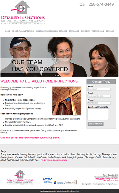 Detailed Inspections website launched by SilverServers in Kamloops