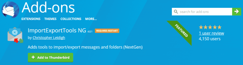 Thunderbird Addons importexport ng