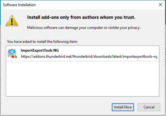 Install Now on Thunderbird