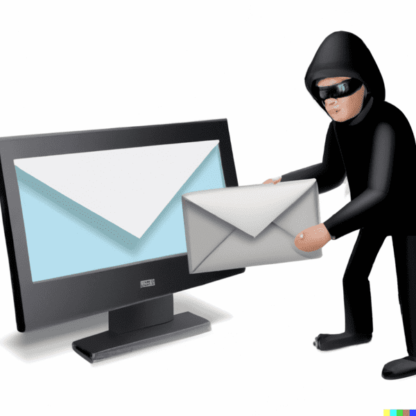 Hacker stealing email from a computer